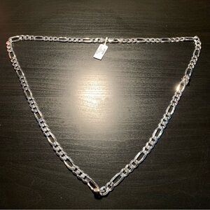 DC Flat Figaro 250G Chain, 925 Sterling Silver, 30 inch length, Made in Italy